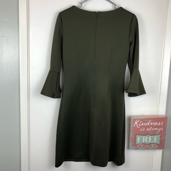Green Bell Sleeve A-Line Dress - Picture 3 of 5